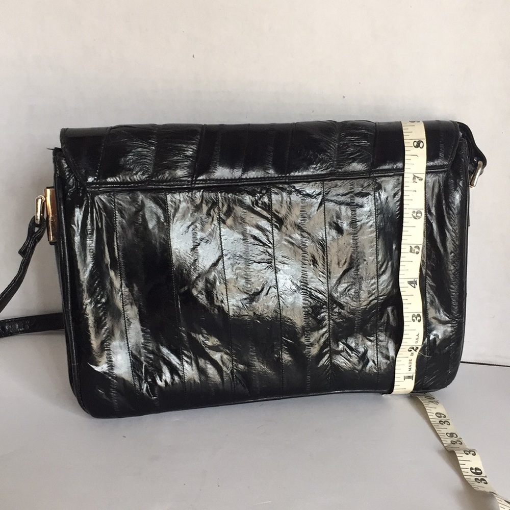 Black Eel skin purse handbag leather vintage bag - Picture 2 of 6